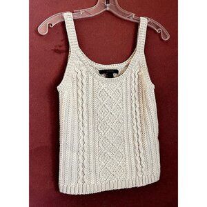 VTG Express Y2K Knit Strap Tank Top  Size M  Fisherman Cable Woven Crochet Cream